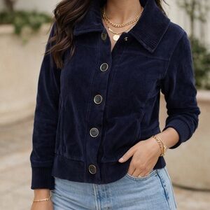 Dressbarn Deep Blue velour Utility Jacket